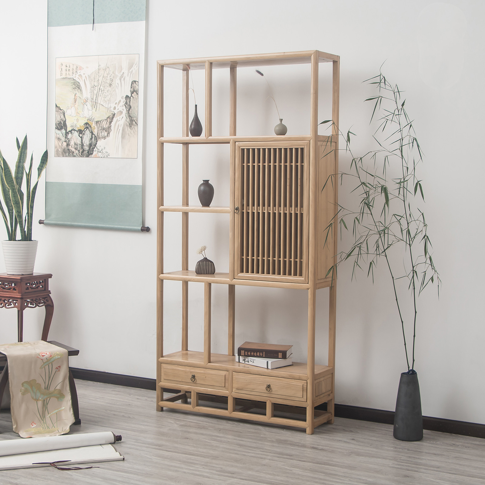 新中式實(shí)木禪意博古架/展示架