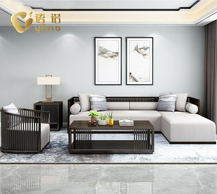 新中式實木沙發(fā)組合